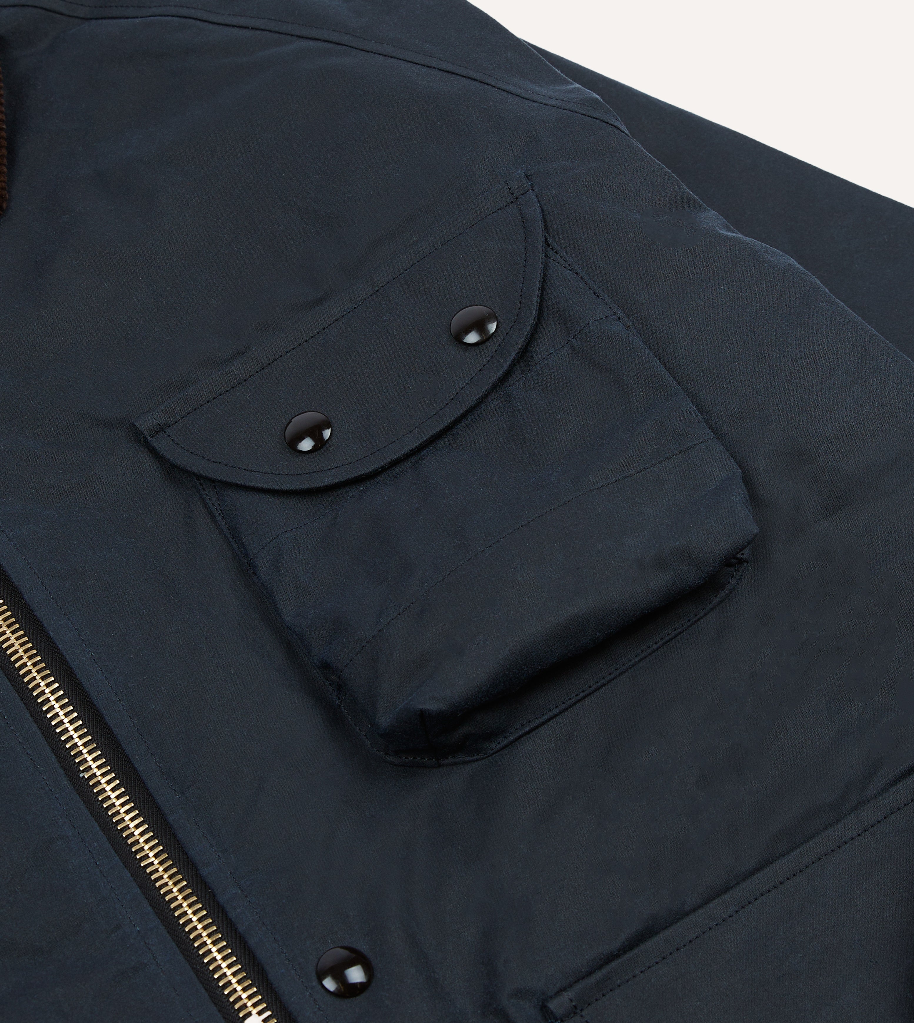 Men's Navy Waxed Cotton Coverall Jacket - Waterproof Workwear for Outdoor, Farming & Motorcycle Riding