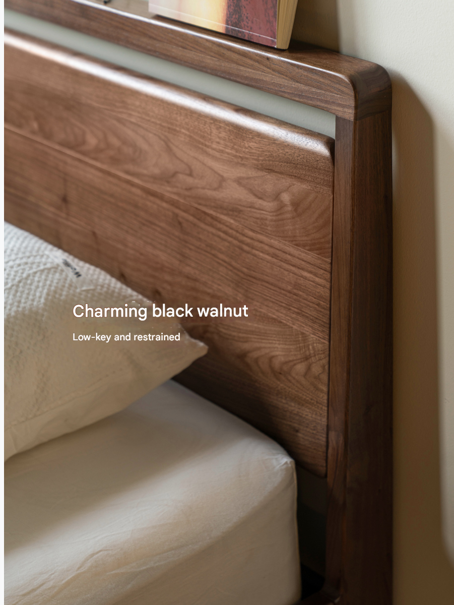 Premium Black Walnut Solid Wood Bed Frame - Queen Size, Natural Wood Grain, Sturdy & Durable - Perfect for Master Bedroom, Guest Room & Modern Farmhouse Decor