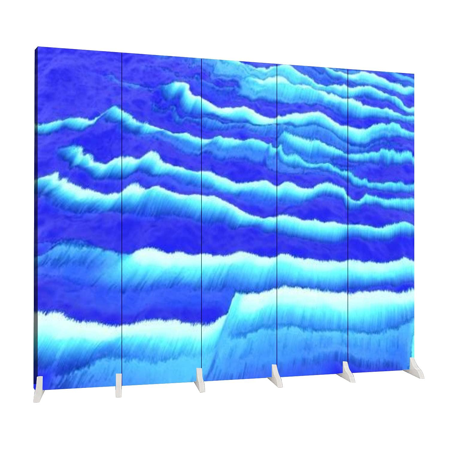 5-Panel Folding Room Divider - Abstract Pattern Canvas Privacy Screen - Freestanding Indoor Partition for Home, Office & Studio - Space Separator for Bedroom, Living Room & Workspace