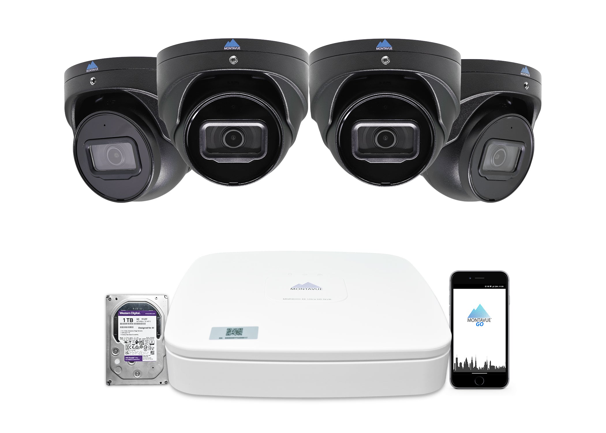 MTT8106 8MP 4K Smart Motion Turret Security Camera System - 4 Channel NVR with 1TB HDD - SMD Package for Home & Business Surveillance (Indoor/Outdoor Use)