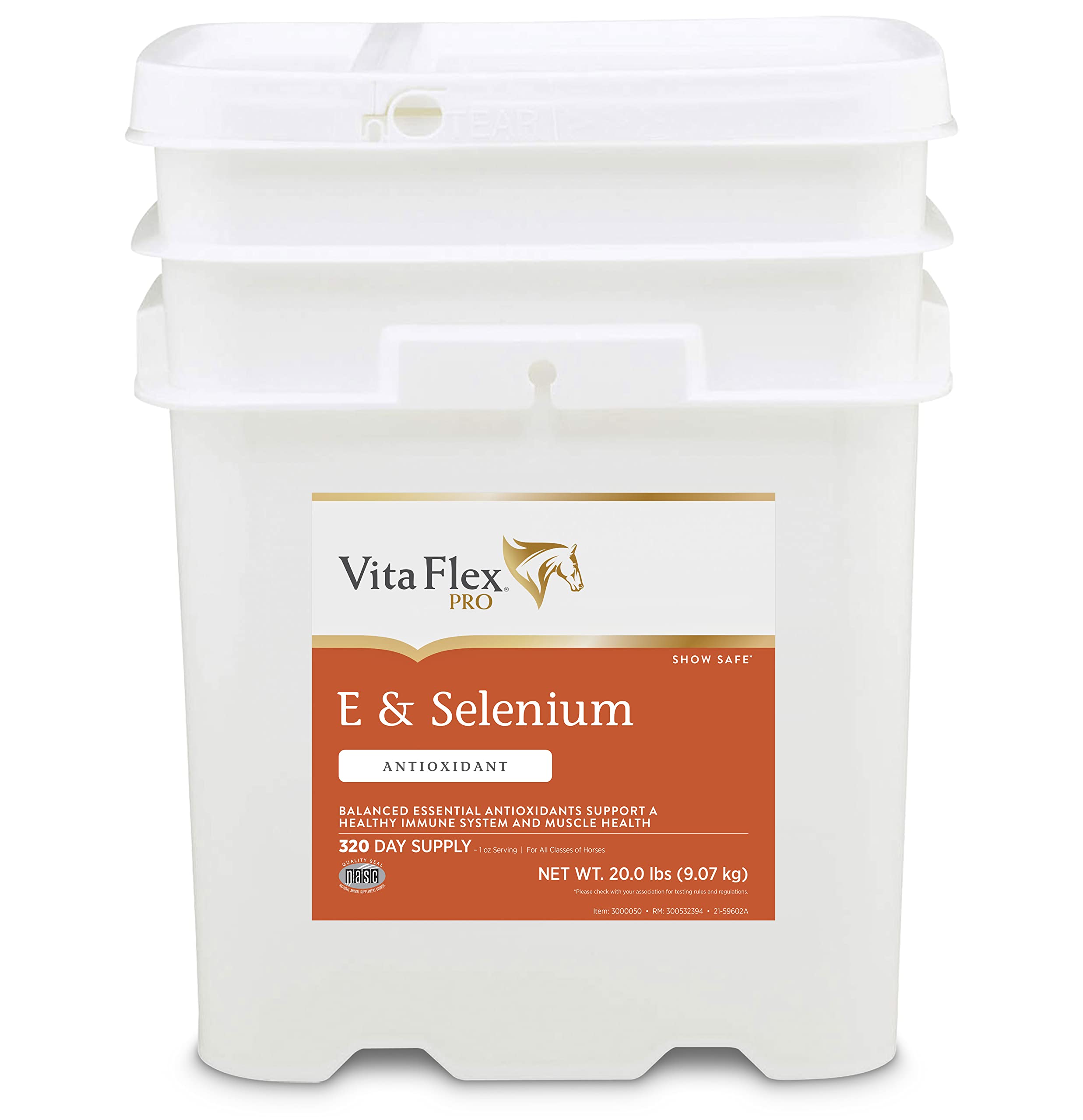 **Pro E & Horse Selenium Supplement – Essential Antioxidants for Equine Health – 20 lb (320-Day Supply) – Supports Immune System & Muscle Recovery**    *(Use for: Performance Horses, Breeding Mares, Senior Horses & General Equine Wellness)*