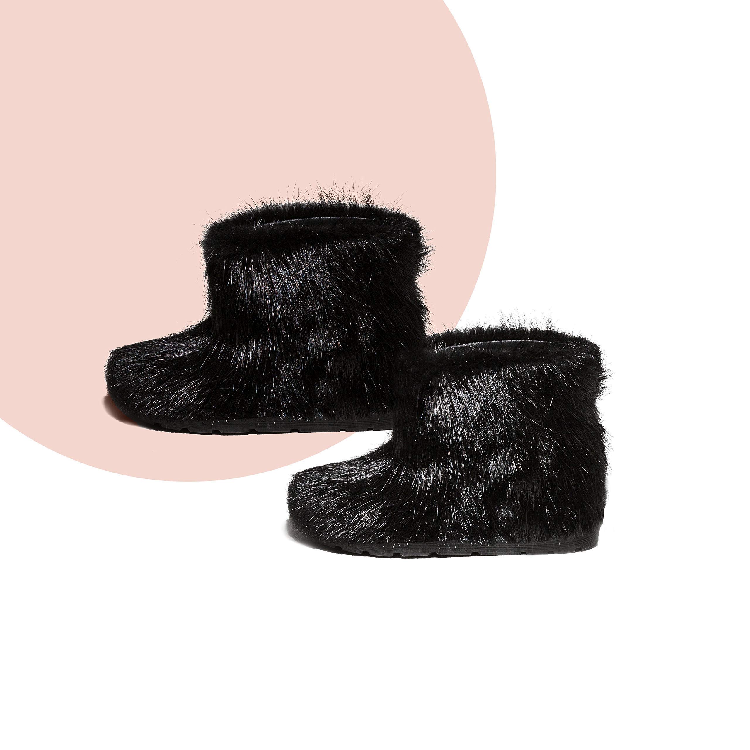 Women's Black Fur Boots - Warm Mukluk & Yeti Style Winter Snow Boots with Long Nutria Fur | Cozy & Stylish for Cold Weather, Snow Days & Outdoor Adventures
