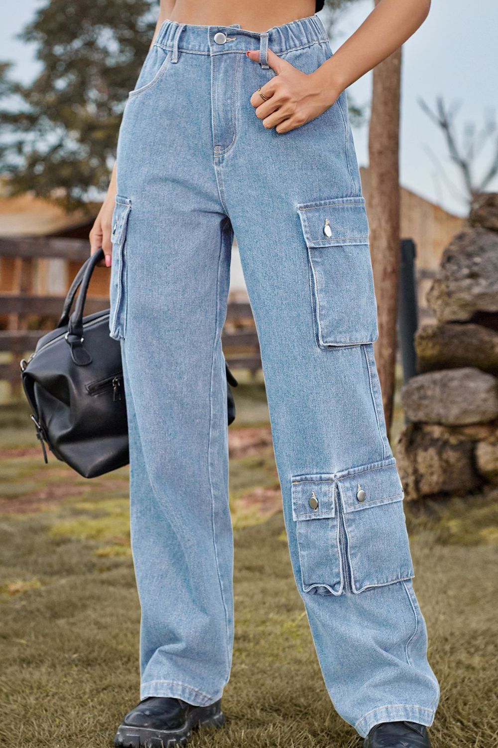 Loose Fit Long Jeans with Pockets - Comfortable Stretch Denim Pants for Women & Men | Perfect for Casual Wear, Travel & Everyday Outfits