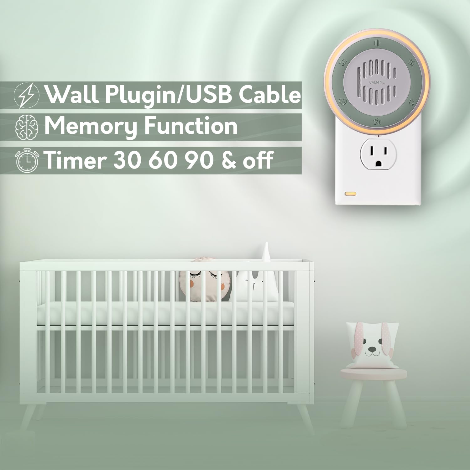 Wall Plug-in White Noise Machine for Office Privacy & Noise Canceling - 20 Soothing Sounds & Nightlight for Adults, Baby Sleep Therapy - Perfect for Home, Office & Nursery Use
