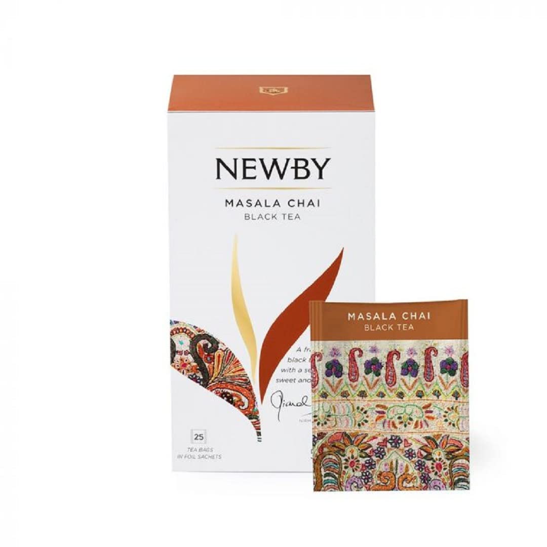 Premium Newby Masala Chai Black Tea - 25 Individually Wrapped Tea Bags | Authentic Indian Spiced Tea Blend | Perfect for Morning Boost, Afternoon Relaxation & Chai Latte Making