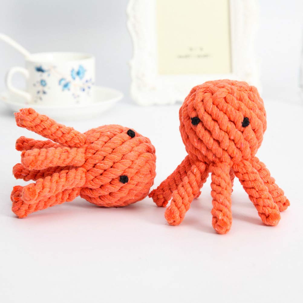ABOOFAN Funny Cotton Rope Octopus Chew Toy for Dogs & Cats - Durable Teething Puppy Toy, Interactive Pet Play Toy (Orange) - Perfect for Puppy Teething Relief, Training Rewards & Party Favors