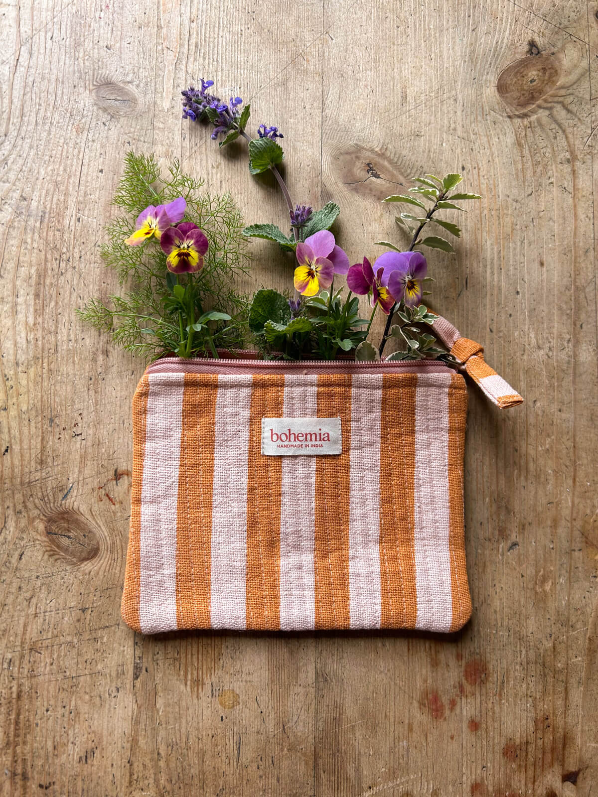 Jaipur Stripe Medium Pouch - Handmade Indian Clutch Bag in Pink City Design | Perfect for Weddings, Parties & Ethnic Fashion Accessories