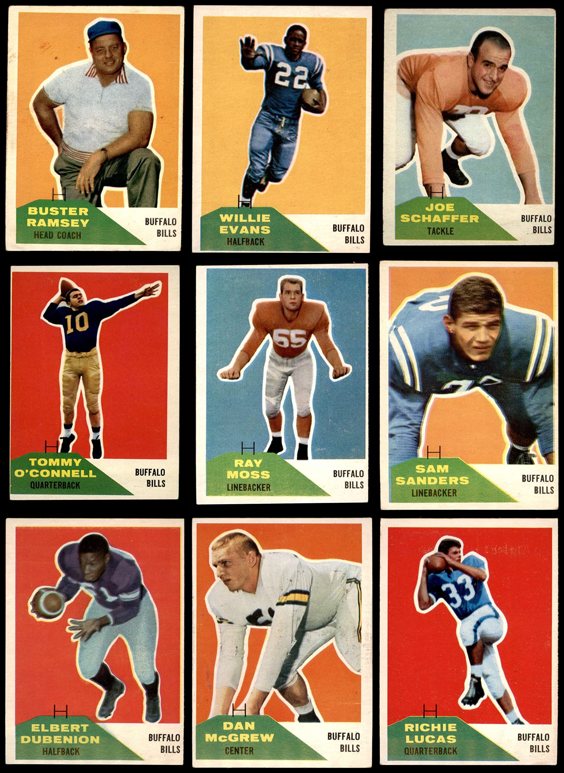1960 Fleer Buffalo Bills Team Set - Vintage NFL Football Trading Cards VG/EX Condition - Perfect for Collectors, Sports Memorabilia Displays & Football Fan Gifts