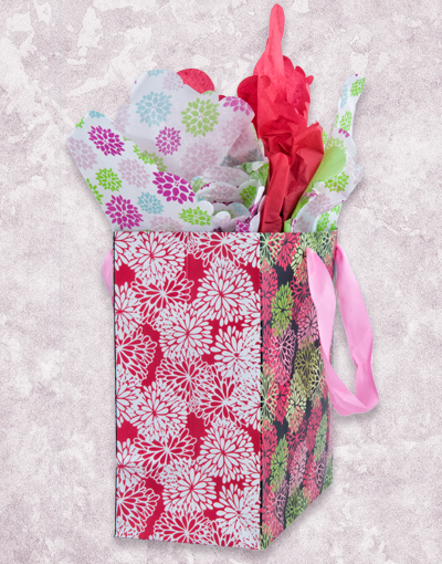 Vibrant Carnation Gift Bags - Elegant Floral Printed Party Favor Pouches for Birthdays, Weddings & Baby Showers