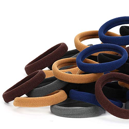 50PCS Seamless Cotton Hair Ties for Women - No Damage Elastic Ponytail Holders (2 Inch, 6 Colors) - Perfect for Workouts, Office & Everyday Hairstyles