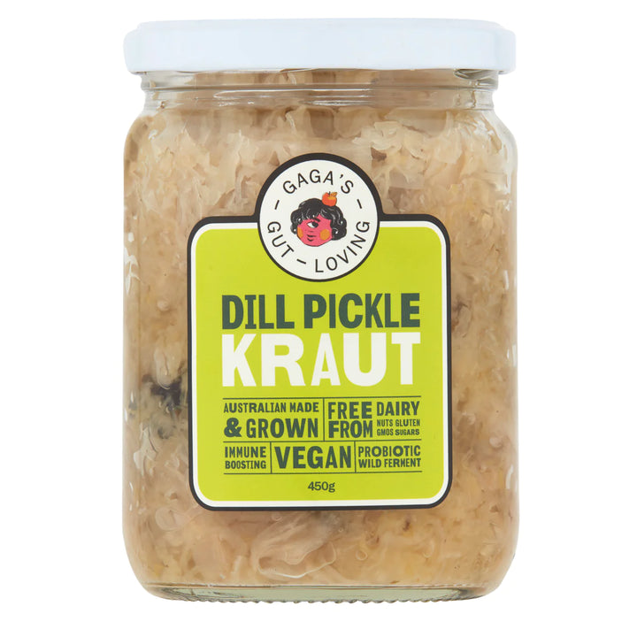 Organic Gagas Dill Pickle Kraut - Fermented Sauerkraut with Dill & Pickle Flavor | Perfect for Sandwiches, Hot Dogs & Gut Health