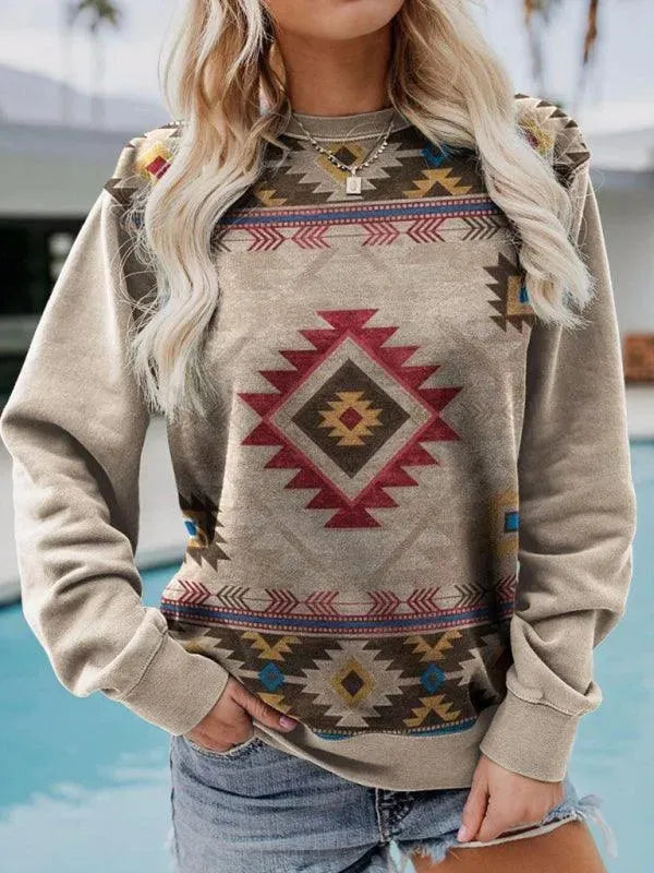 Stylish Printed Crewneck Sweatshirt for Women - Soft & Comfortable Pullover for Casual Wear, Outfits & Loungewear