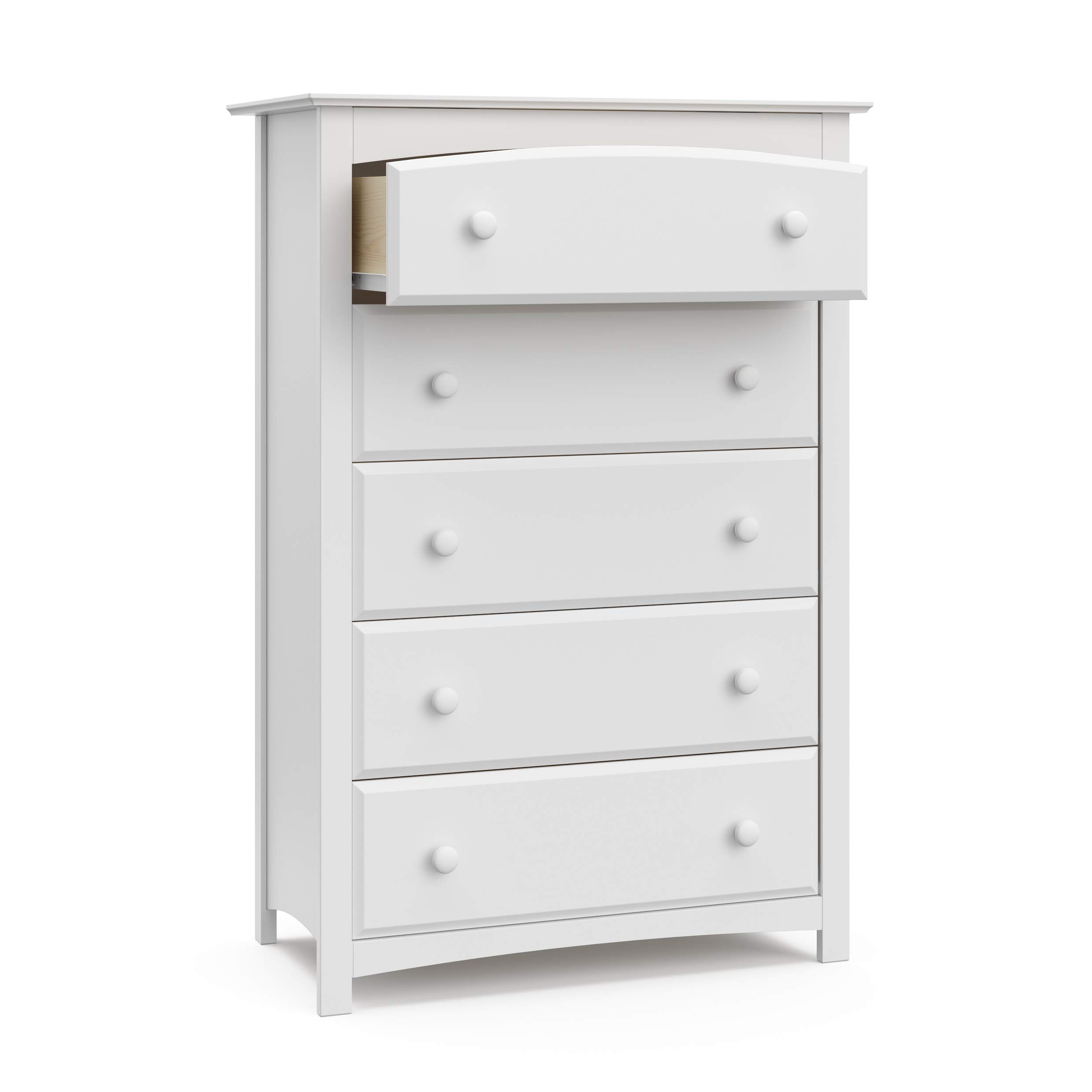 Storkcraft Kenton 5-Drawer Kids Dresser in White - Nursery & Children's Bedroom Storage Organizer, Sturdy Chest of Drawers with Smooth Gliding Drawers - Perfect for Baby Clothes, Toys & Bedroom Organization