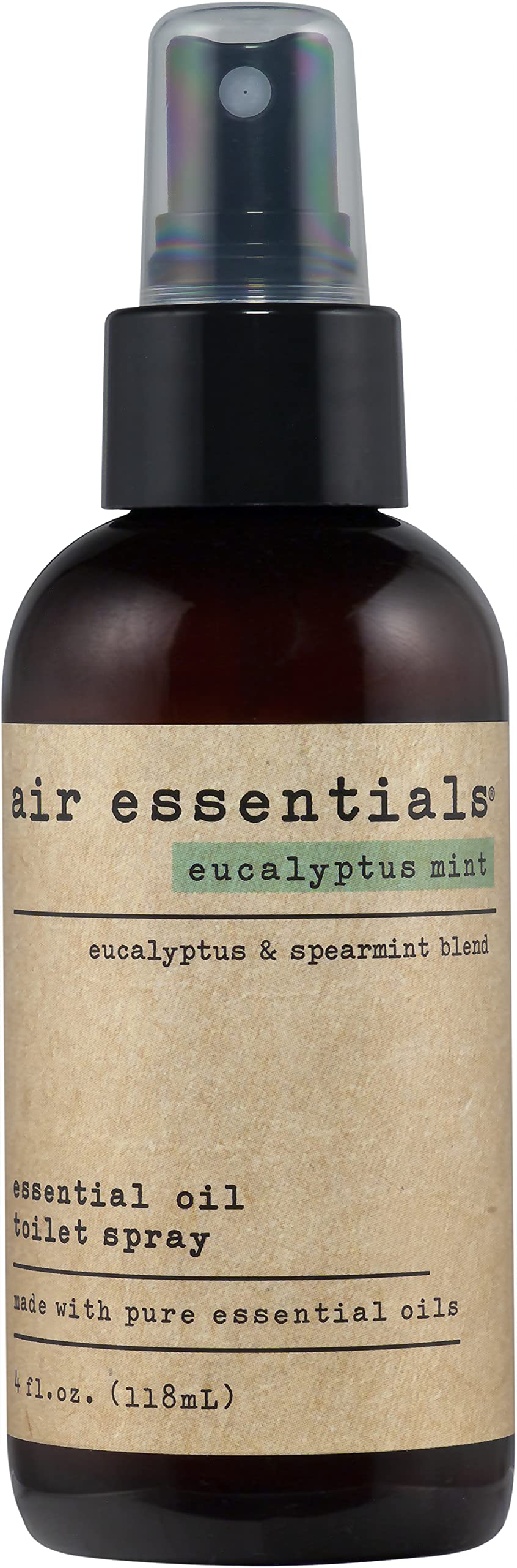 Air Essentials Essential Oil Toilet Spray - Natural Odor Eliminator & Air Freshener with Pure Eucalyptus Mint Essential Oils - 4oz for Bathroom, Home & Travel Use