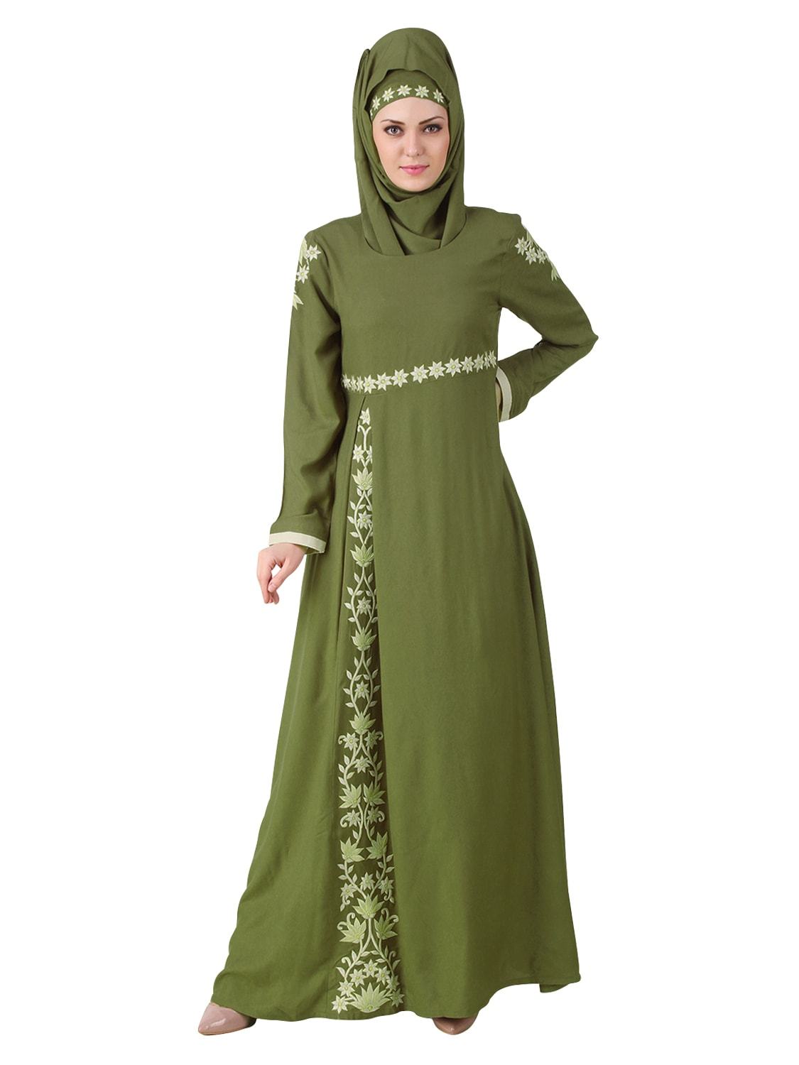 Stylish Afsa Green Rayon Abaya - Modest Islamic Dress for Women - Perfect for Prayer, Eid, and Special Occasions