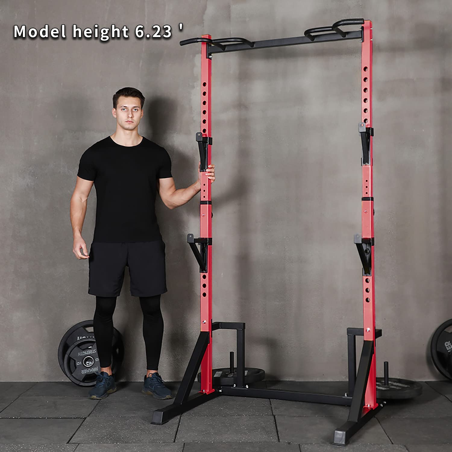 CANPA Heavy Duty Adjustable Power Rack with Pull-Up Bar - 1000lb Capacity Squat Stand for Home Gym, Strength Training & Weightlifting Equipment - Perfect for Garage Gym, CrossFit & Bodybuilding Workouts