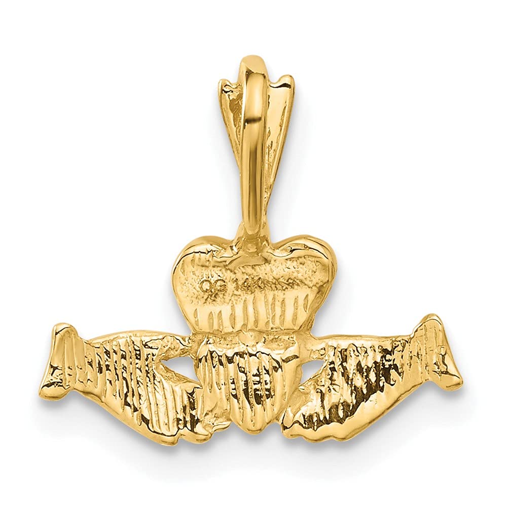The Black Bow 14k Yellow Gold Claddagh Pendant, 16mm (5/8 inch) - Perfect for Irish Heritage Gifts & Special Occasions