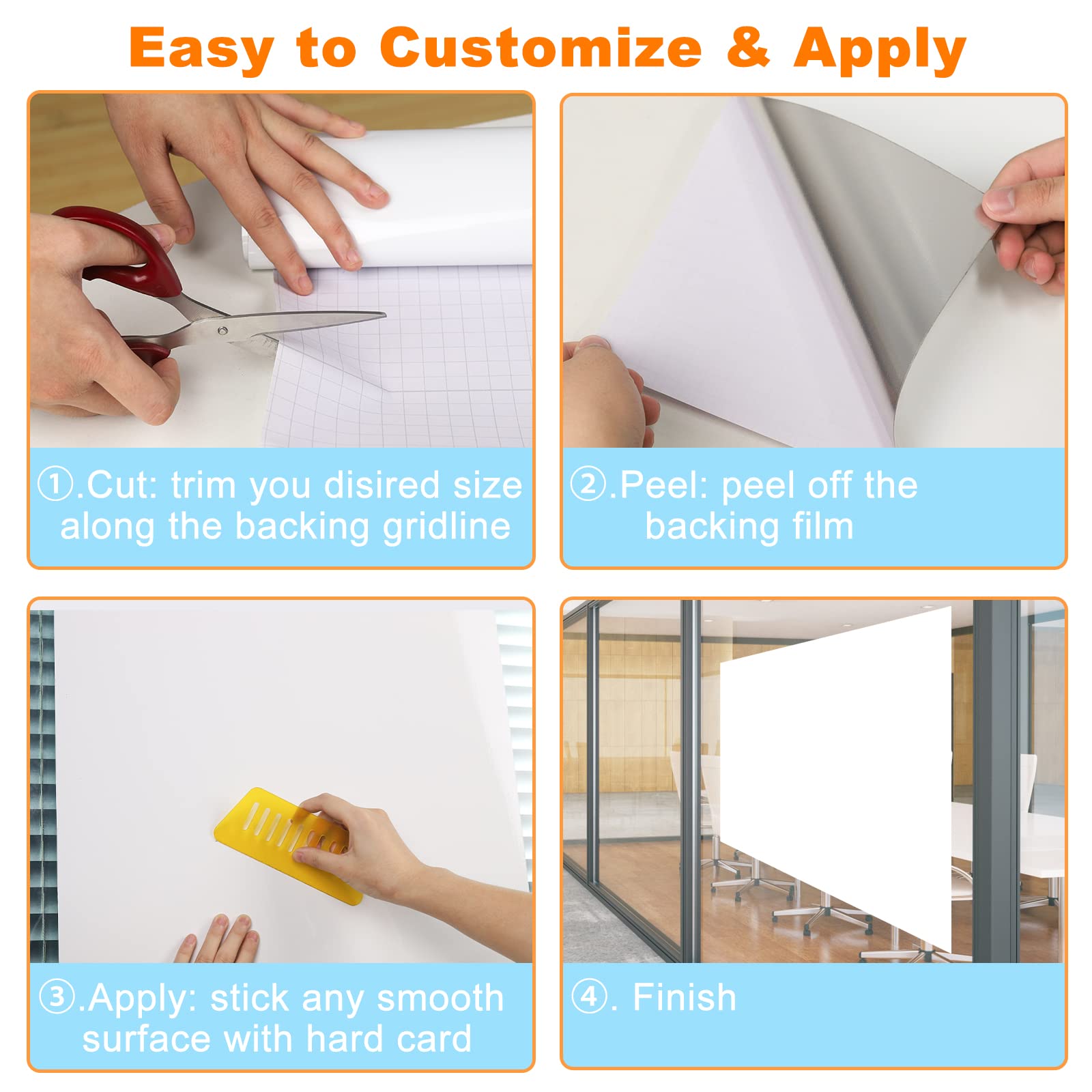 Nortix White Board Sticker Roll - 4x8ft Dry Erase Contact Paper, Stain-Proof Wall Decal for Home, Office & Classroom - Peel & Stick Whiteboard Surface for Notes, Reminders & Creative Projects