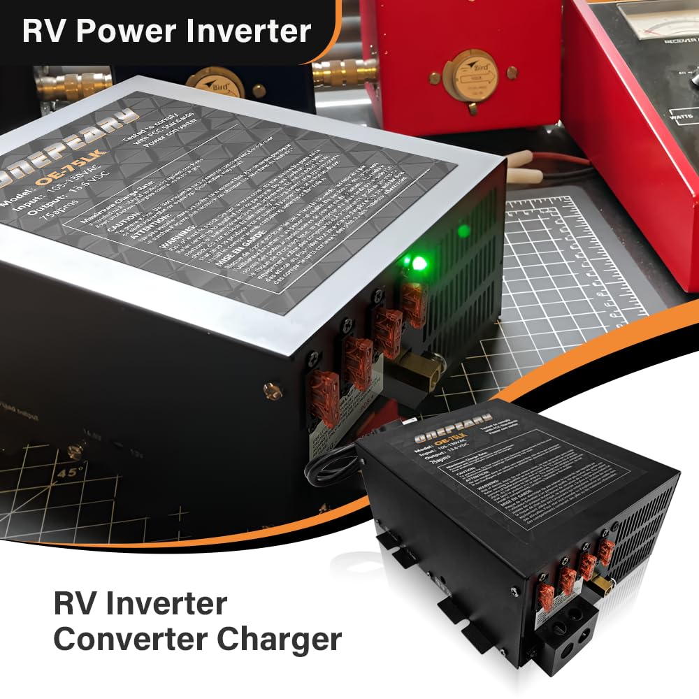 75 Amp RV Power Converter with 4-Stage Smart Battery Charger - 110V AC to 12V DC Converter for RVs, Campers & Trailers - Reliable Power Supply for Off-Grid Living & Road Trips