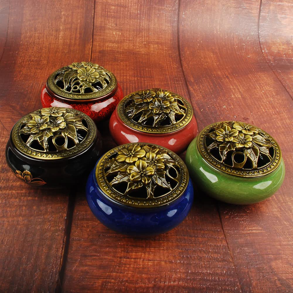 Premium Ceramic Incense Burner with Stick Holder & Ash Catcher - Aromatherapy, Meditation & Home Decor (Black) | Perfect for Yoga, Relaxation & Spiritual Practices
