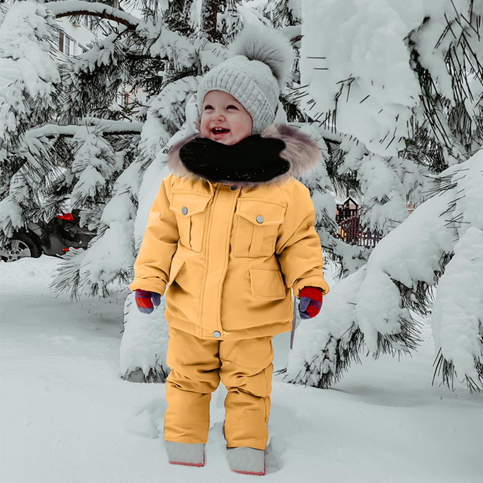Baby Boy & Girl Snowsuit Winter Outfit Set - Insulated Toddler Jumpsuit with Ski Bib Pants & Jacket for Cold Weather | Perfect for Snow Play, Skiing & Outdoor Winter Activities