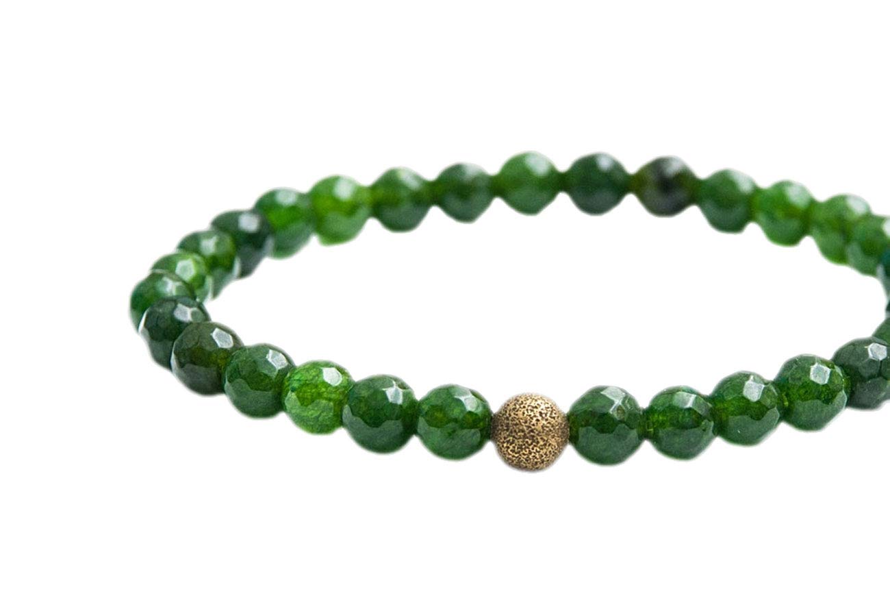 Shree Narayani 8mm Emerald Green Agate Beaded Bracelet - Natural Stone for Calming, Love, Abundance & Good Luck - Minimalist Crystal Jewelry for Women - 7