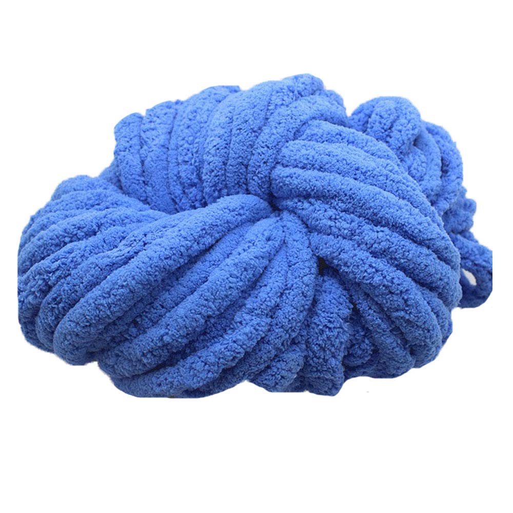 8 oz Light Royal Blue Jumbo Chenille Yarn - Super Soft Chunky Knitting Yarn for Arm Knitting, DIY Crochet, Handmade Throw Blankets & Cozy Cat Caves - Perfect for Home Decor & Craft Projects