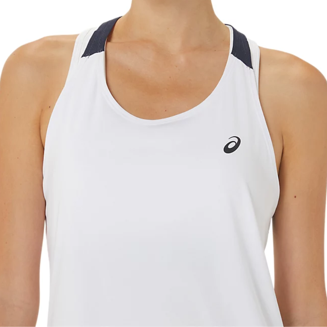 ASICS Women's Court Tank Top - Brilliant White/Midnight - Breathable Tennis & Workout Shirt for Women - Perfect for Gym, Running & Casual Wear