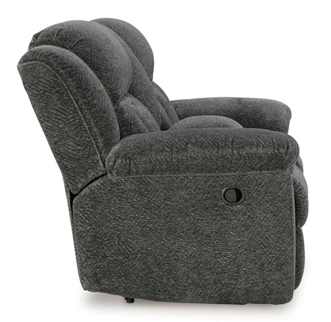 Frohn Graphite Reclining Loveseat Sofa - Modern 2-Seater Recliner with Adjustable Backrest for Living Room, Home Theater & Small Spaces