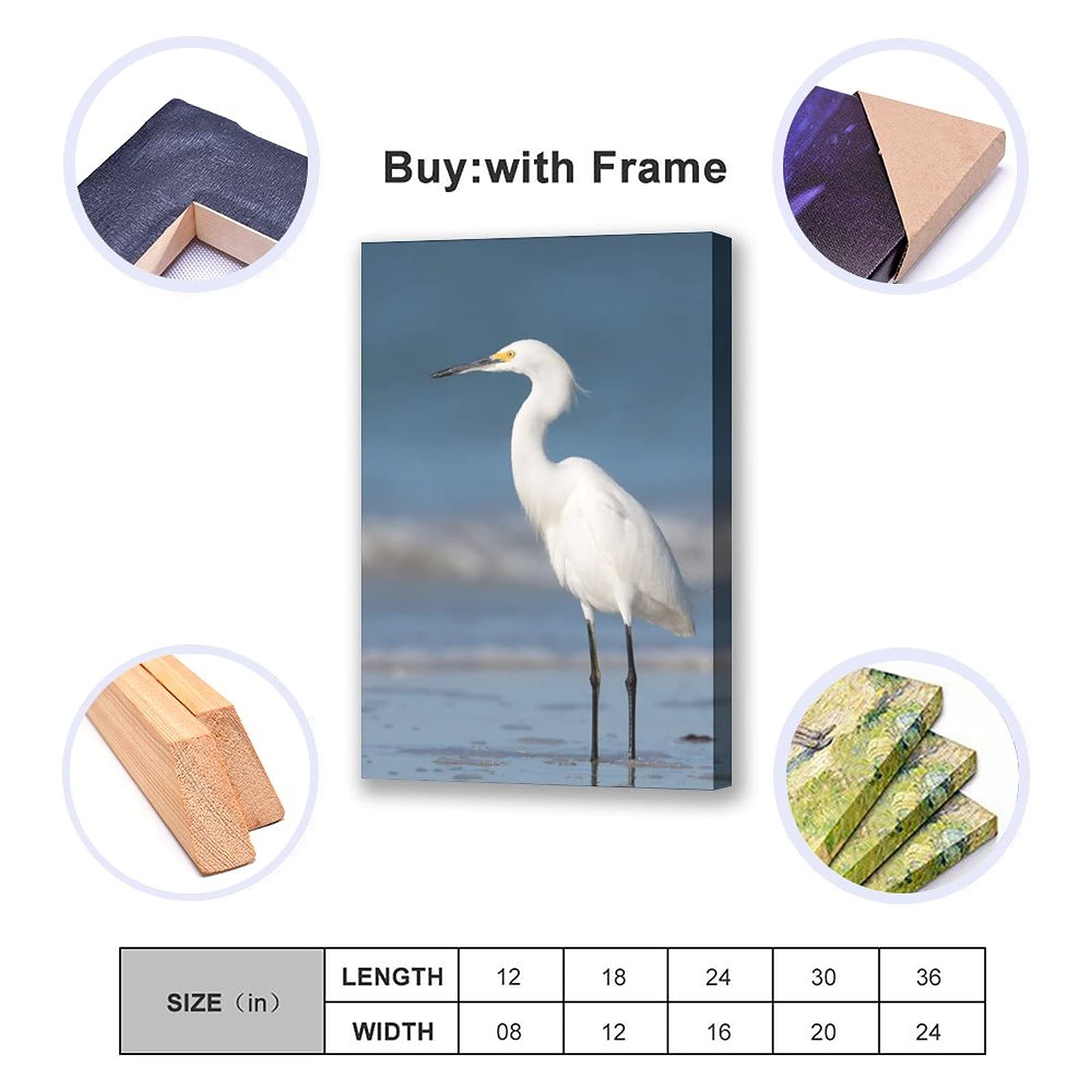 Wild Animals Great Egret White Bird Canvas Wall Art - 20x30 Inch Nature Landscape Painting for Living Room, Bedroom & Office Decor | Perfect Gift for Bird Lovers & Home Decoration