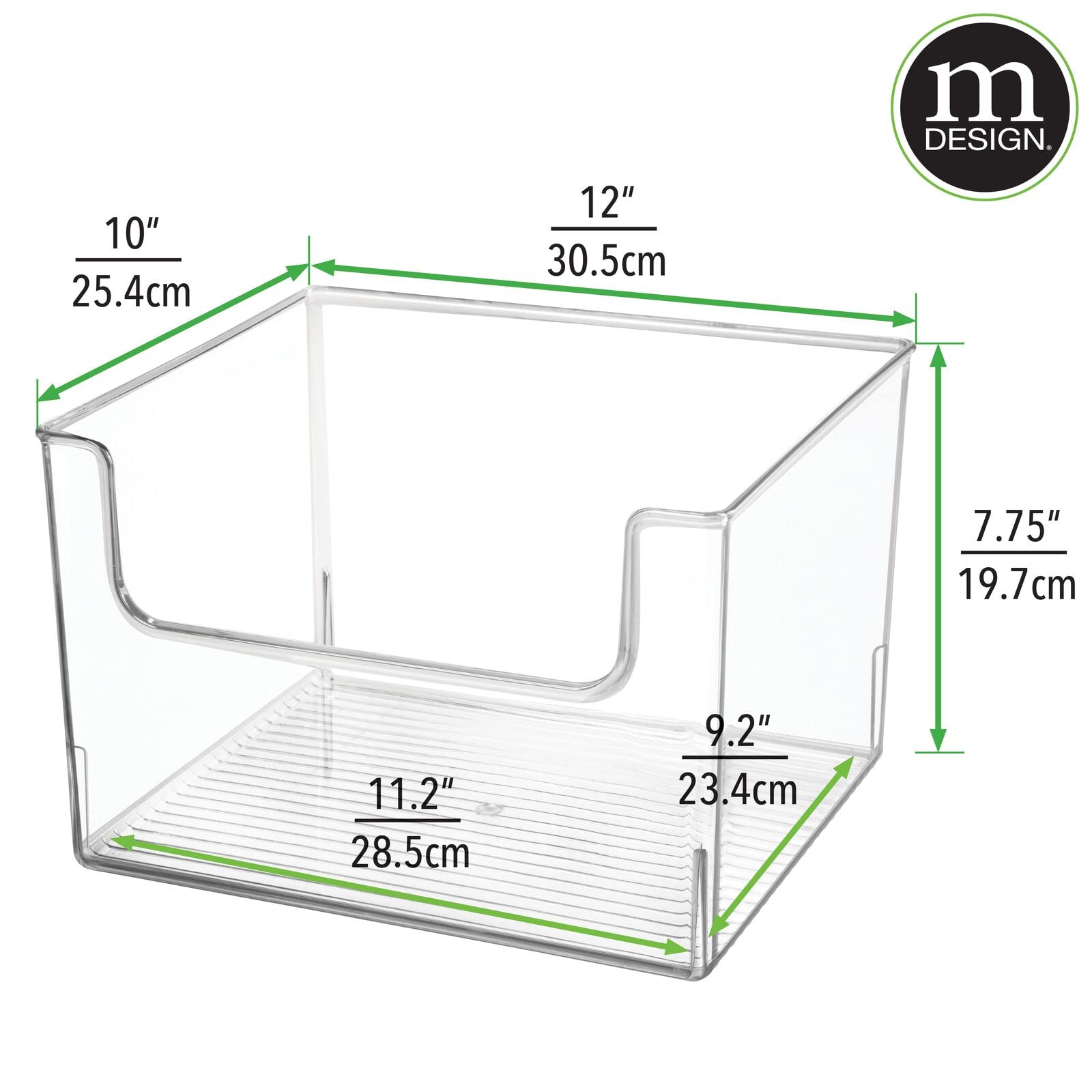 mDesign Modern Plastic Open Front Storage Organizer Bin Basket - 2 Pack Clear for Bathroom Vanity, Shelf, Cubby, Cabinet & Closet Organization - Perfect for Makeup, Toiletries & Small Item Storage - Ligne Collection