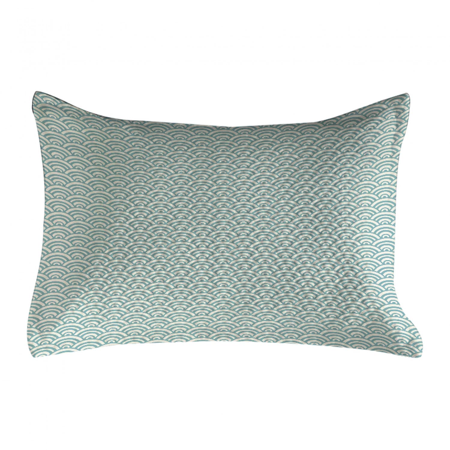 Ambesonne Aqua Quilted Pillow Cover - Ocean Wave Design with Curvy Lines & Bubble Patterns, King Size 36x20 Inch Sky Blue & White Decorative Pillowcase for Bedroom, Living Room, Sofa - Perfect for Coastal, Beach House & Summer Home Decor