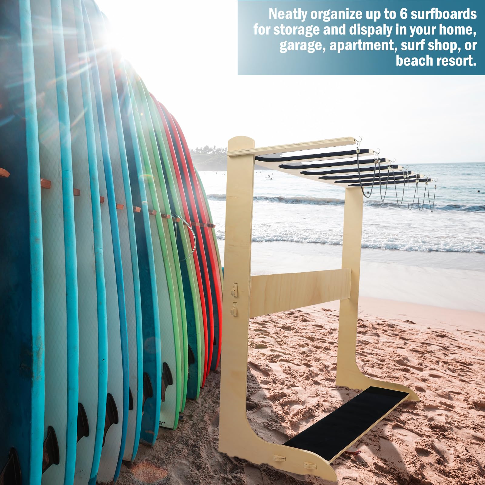 Vertical Freestanding Surfboard Rack - Indoor Storage Stand for Wakeboards, Shortboards & Longboards | Wall Mount & Space Saving Surfboard Display for Home, Garage or Surf Shop