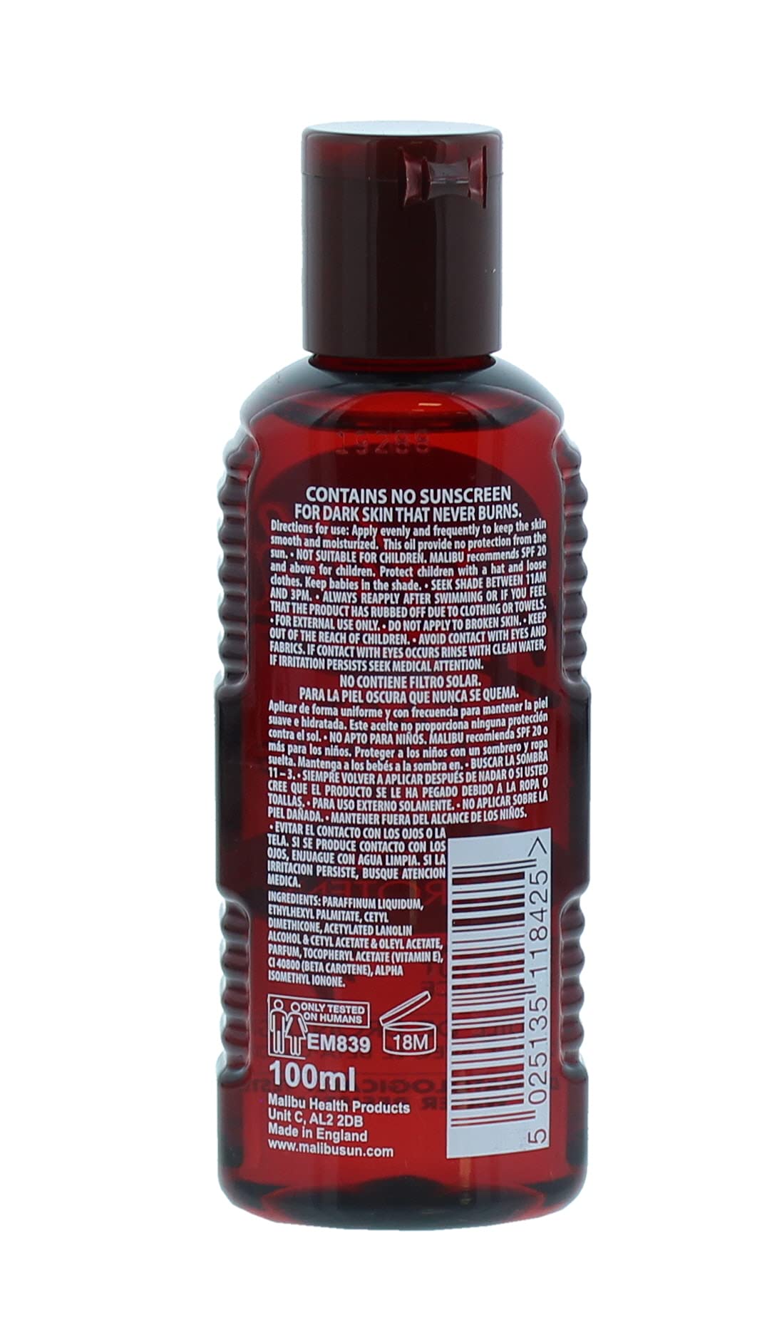 Malibu Sun Bronzing Fast Tanning Oil with Beta Carotene - Water Resistant, Tropical Coconut Scent - 100ml - Perfect for Beach, Pool & Summer Tanning