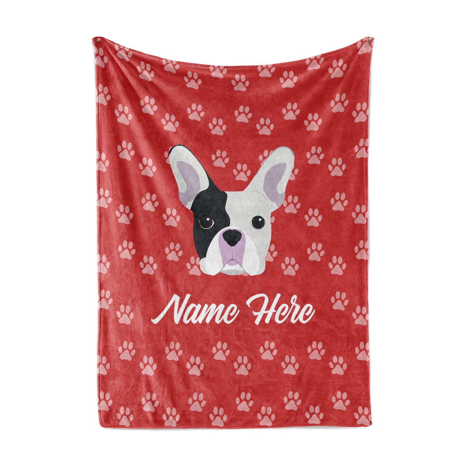 Personalized Custom Pet Frenchie Fleece & Sherpa Throw Blanket - Soft Cozy Blankets for Men, Women, Kids & Babies | Perfect Gift for Dog Lovers, Moms & Dads | Ideal for Bedtime, Couch & Travel Use