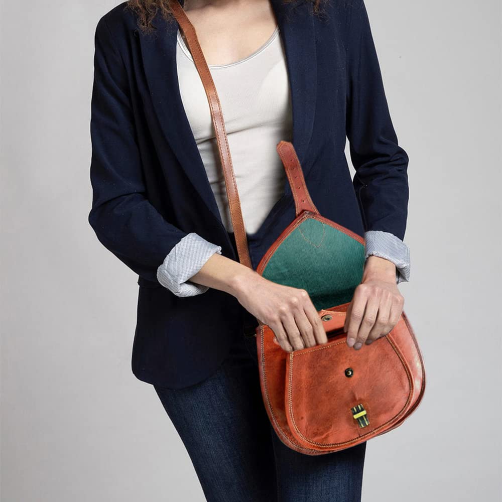 Vintage Leather Crossbody Satchel Bag for Women - RUSTIC TOWN Genuine Leather Handbag Purse - Perfect for Everyday Use, Travel & Casual Outings