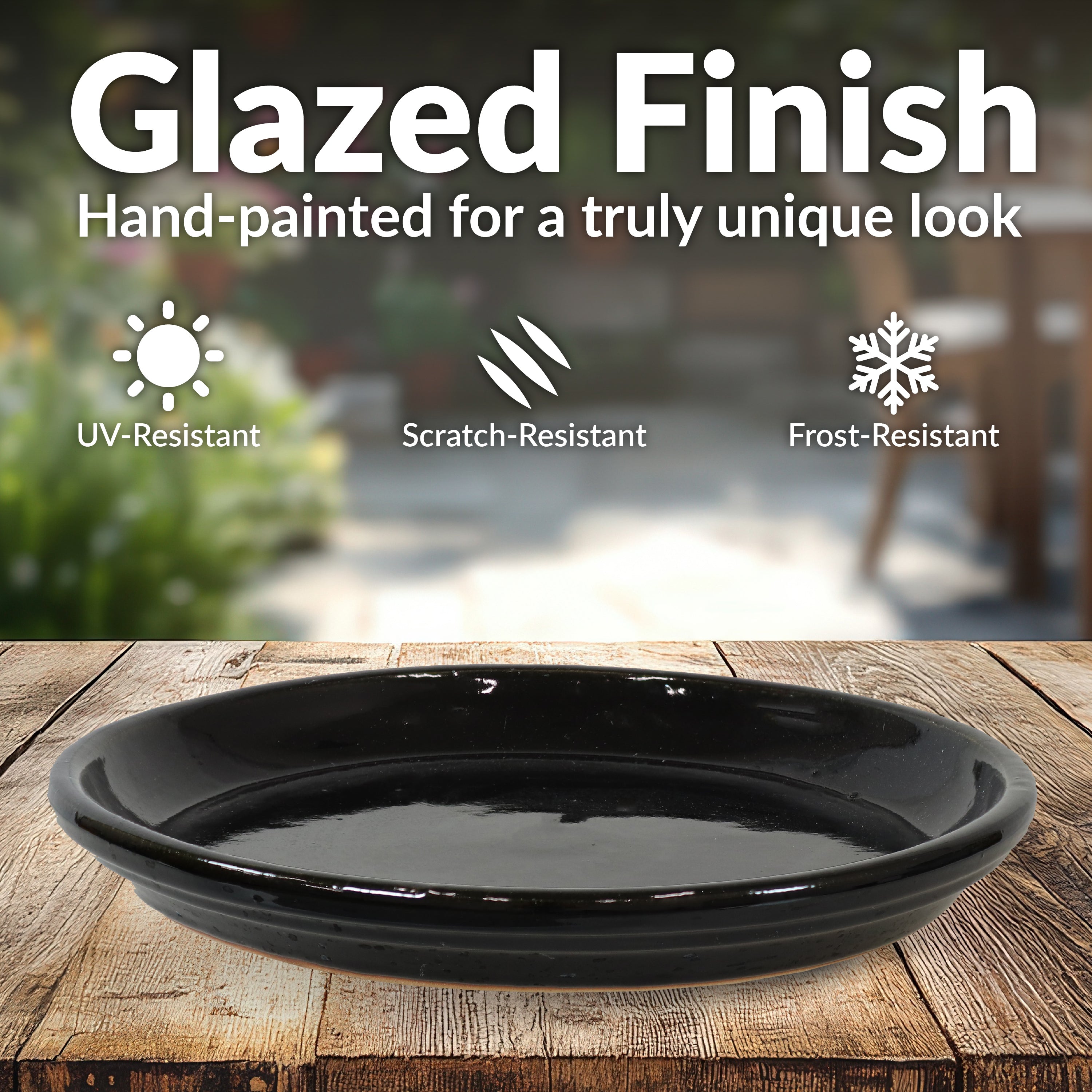 Sunnydaze Set of 2 Glazed Ceramic Planter Saucers - 6 Inch Flower Pot Trays for Indoor & Outdoor Plants - Perfect for Drainage and Protecting Surfaces