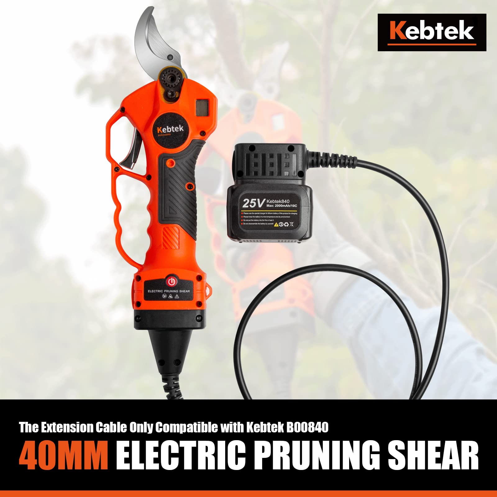 Kebtek B00840 Electric Pruning Shear Battery Cable Connectors - Lightweight Replacement for Electric Pruners | Perfect for Gardening, Landscaping, and Professional Tree Trimming