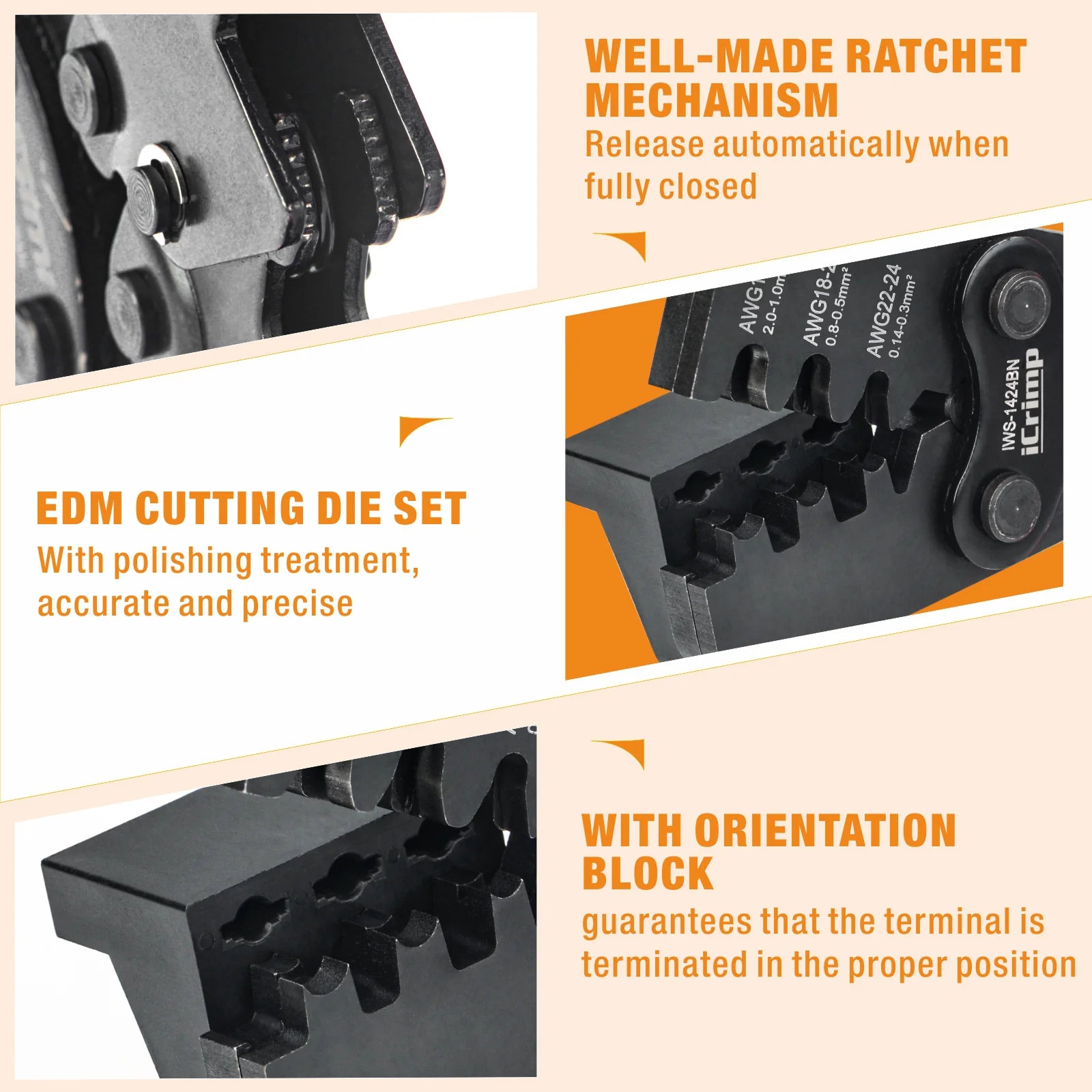 IWS 1424BN Professional Wire Crimper Tool for AWG 24-14 Gauge - Compatible with Delphi APTIV Weather Pack & Metri Pack Connectors - Perfect for Automotive, Marine & DIY Electrical Projects