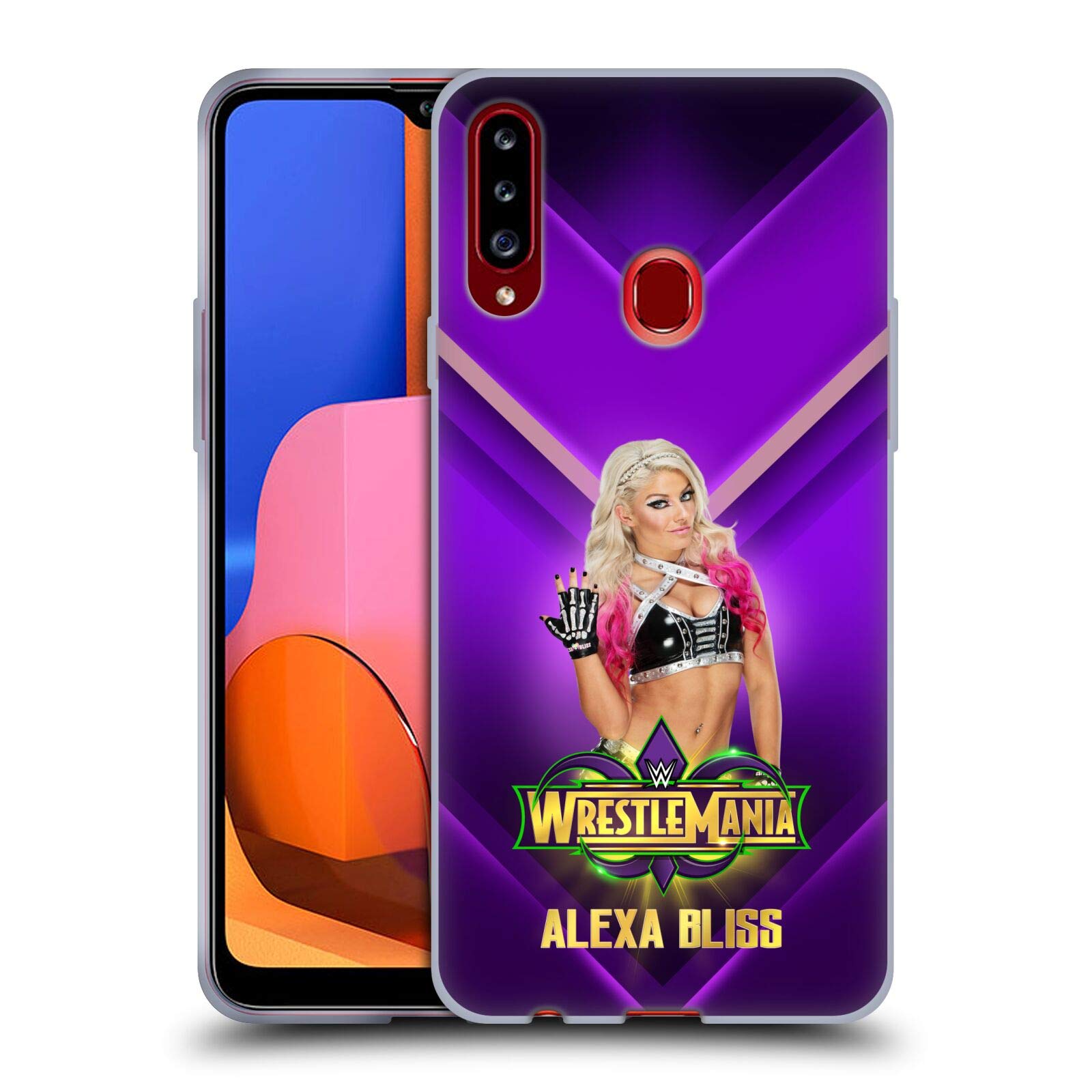 WWE Alexa Bliss Wrestlemania 34 Superstars Soft Gel Case for Samsung Galaxy A20s (2019) - Officially Licensed by Head Case Designs, Durable Protection for Daily Use & Wrestling Events