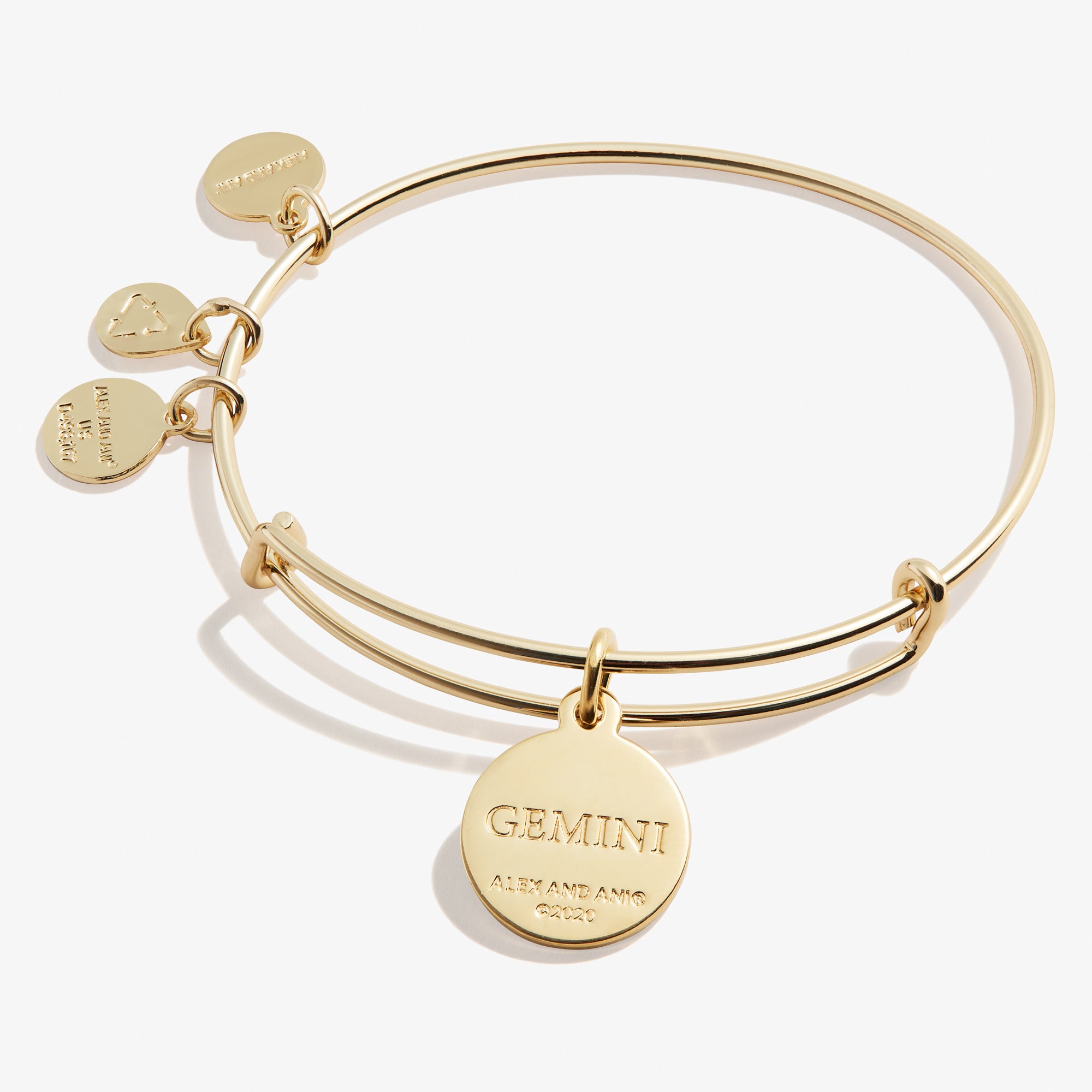 Gemini Zodiac Charm Bangle - Sterling Silver Adjustable Bracelet for Women - Perfect Birthday Gift & Everyday Jewelry for Gemini Zodiac Sign