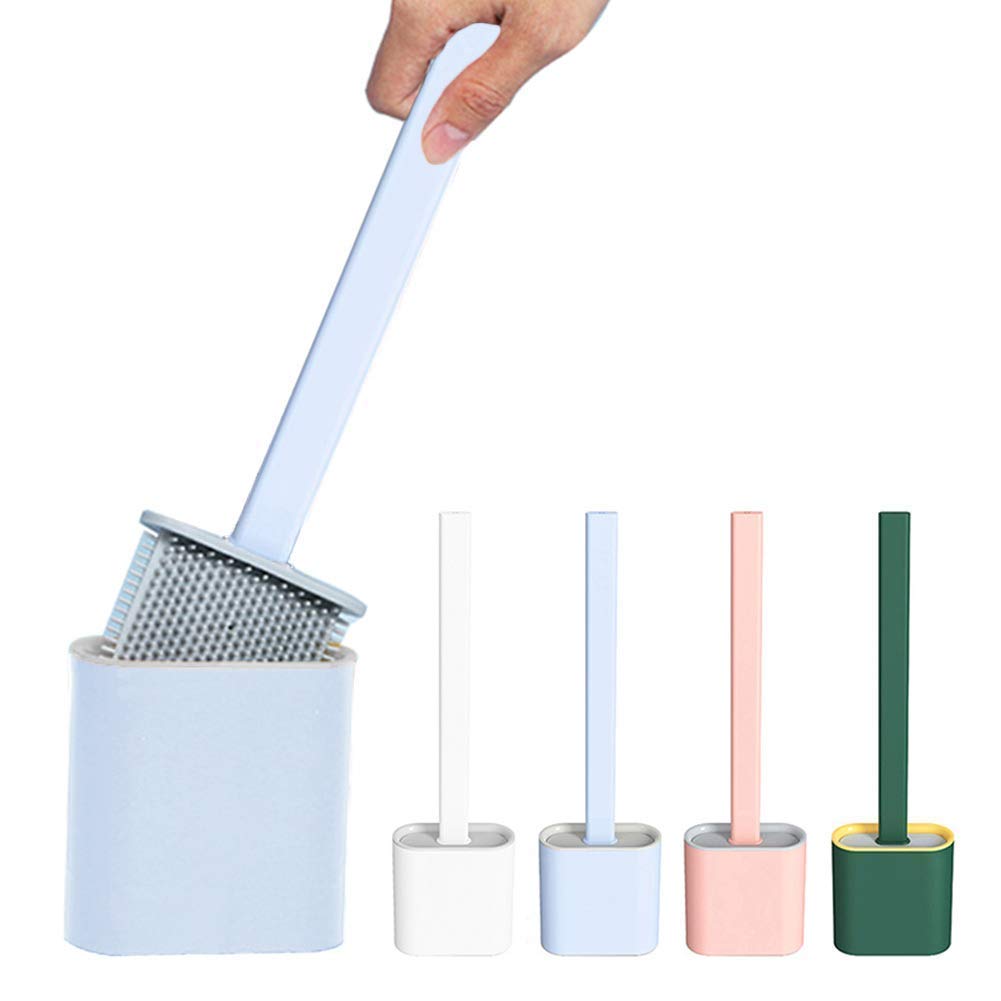 SR Exclusive Silicone Toilet Brush Set with Holder - Soft Bristles for Gentle Bathroom Cleaning - Modern Western Toilet Cleaning Kit in Multi Colors - Perfect for Home, Apartment, RV & Guest Bathrooms