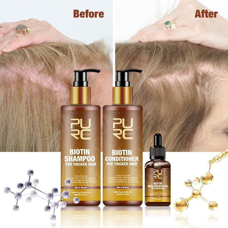 PURC Ginger Biotin Shampoo & Conditioner Set for Dry Frizzy Hair Repair with Essential Oils - Hair Care Kit for Damaged Hair Treatment at Home
