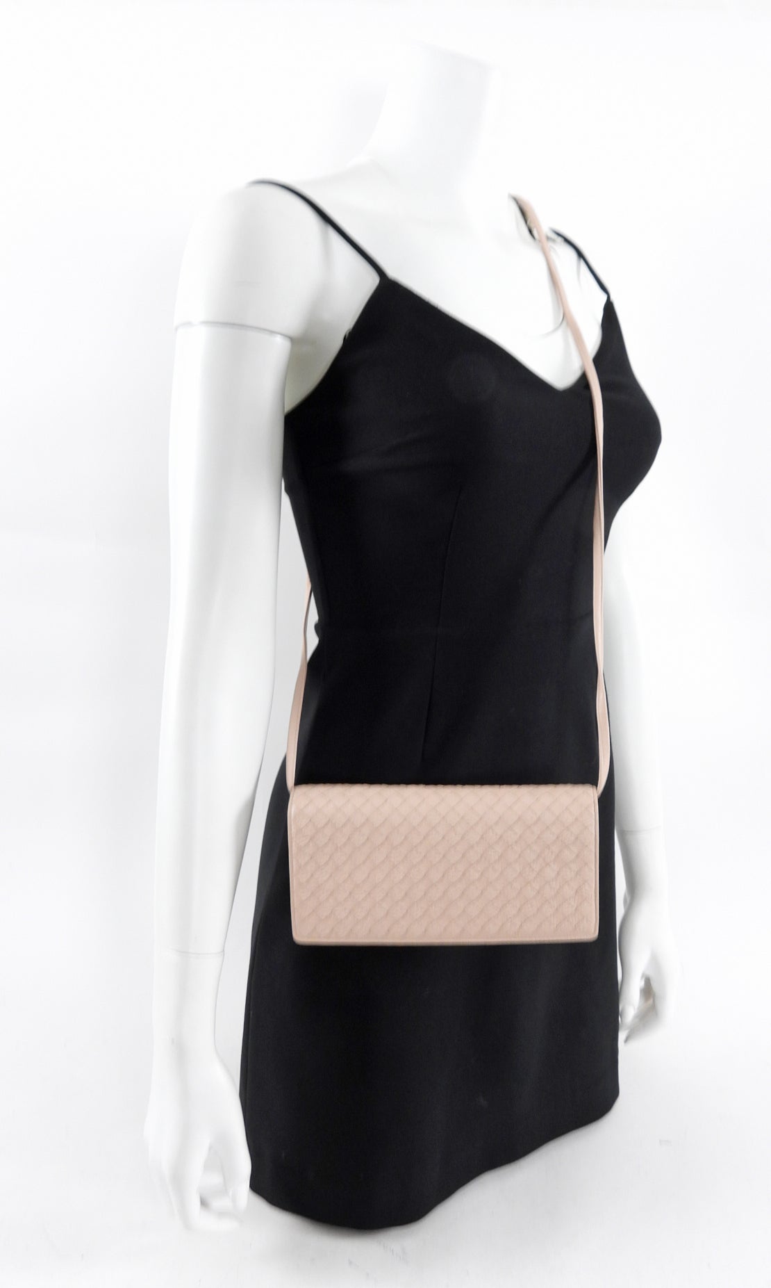 Bottega Veneta Intrecciato Leather Peach Rose Wallet on Strap - Luxury Crossbody Phone Wallet for Women | Perfect for Parties, Travel & Everyday Use