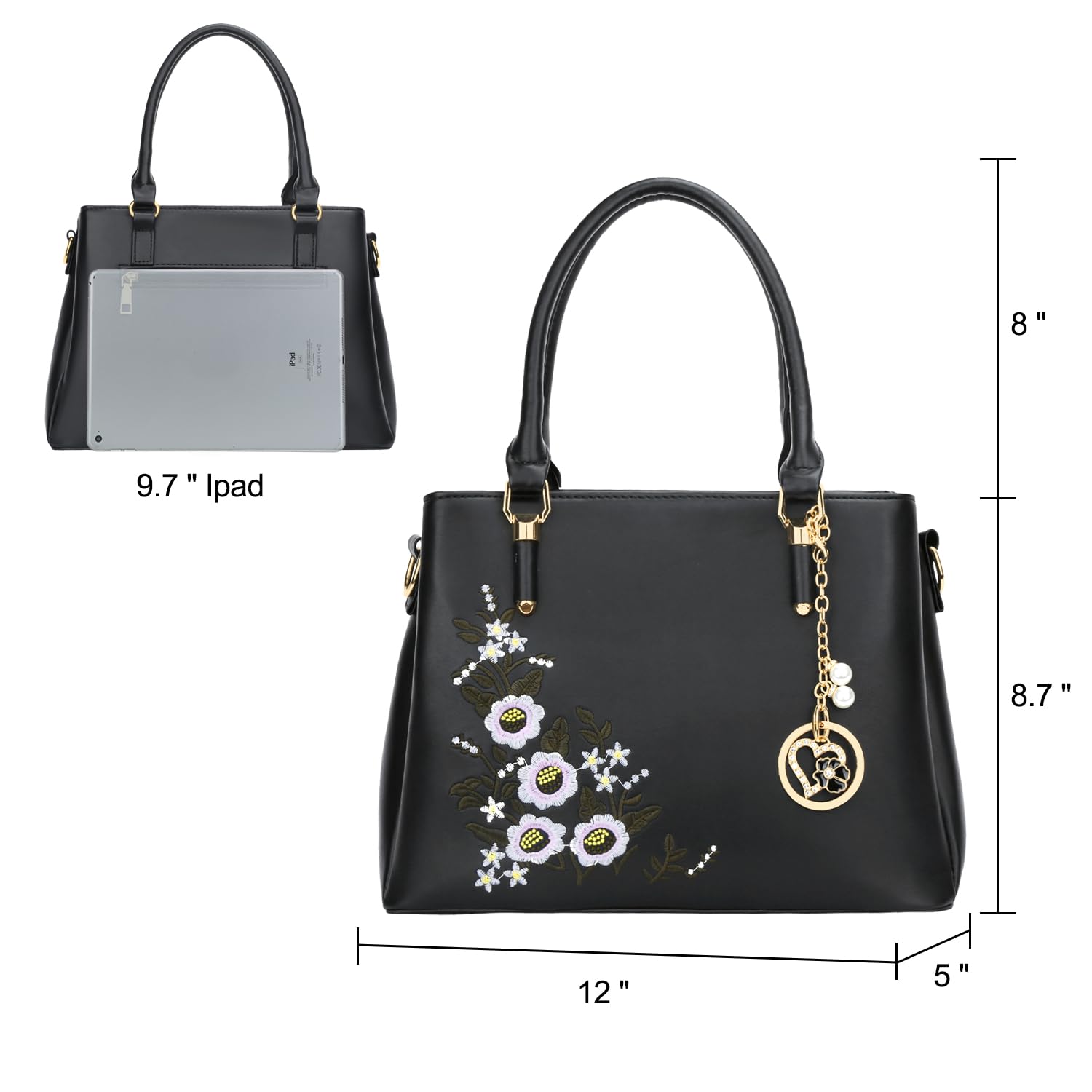 KKXIU Women's Leather Satchel Handbag - Stylish Crossbody Shoulder Bag with Zipper Pockets for Daily Use, Work & Travel