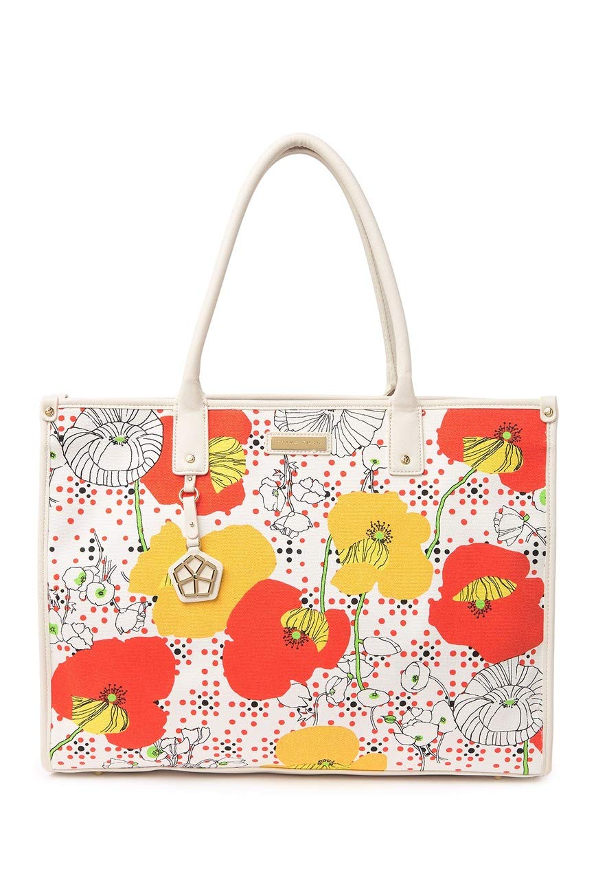 Trina Turk Large Canvas Tote Bag with Coated Lining - Stylish & Durable Women's Handbag for Work, Travel & Everyday Use