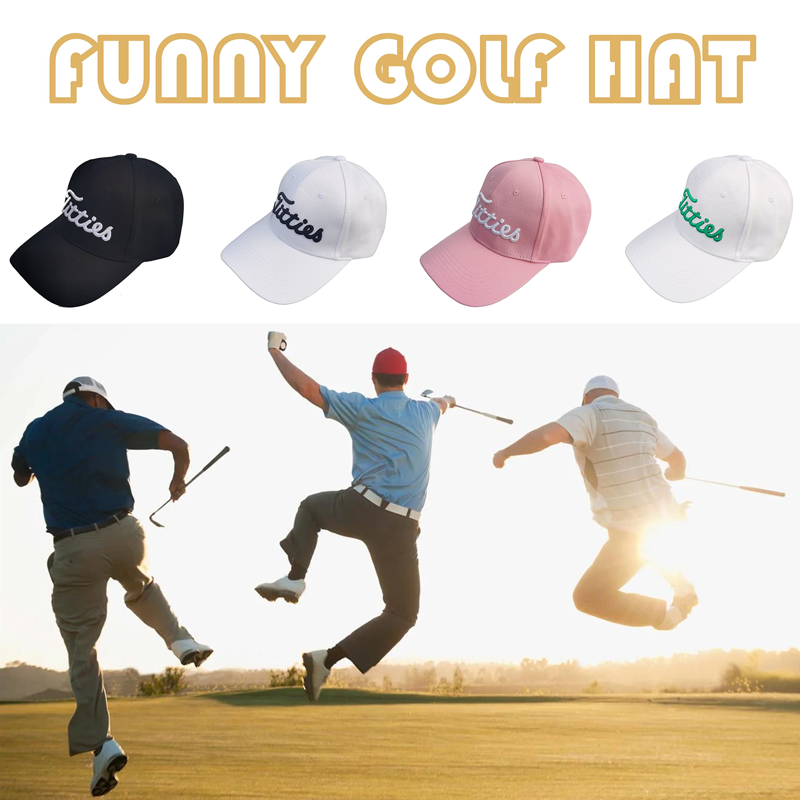 Bamveio Funny Golf Hats for Men & Women - White & Black Titliest Cap | Perfect for Golfing, Outdoor Sports & Casual Wear