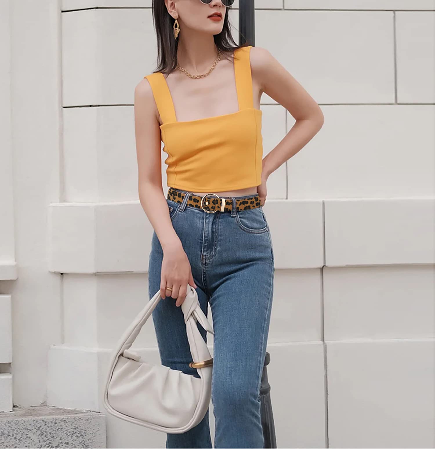 Women's Leather Belts with Gold Buckle for Dresses & Jeans | Fashion Accessory