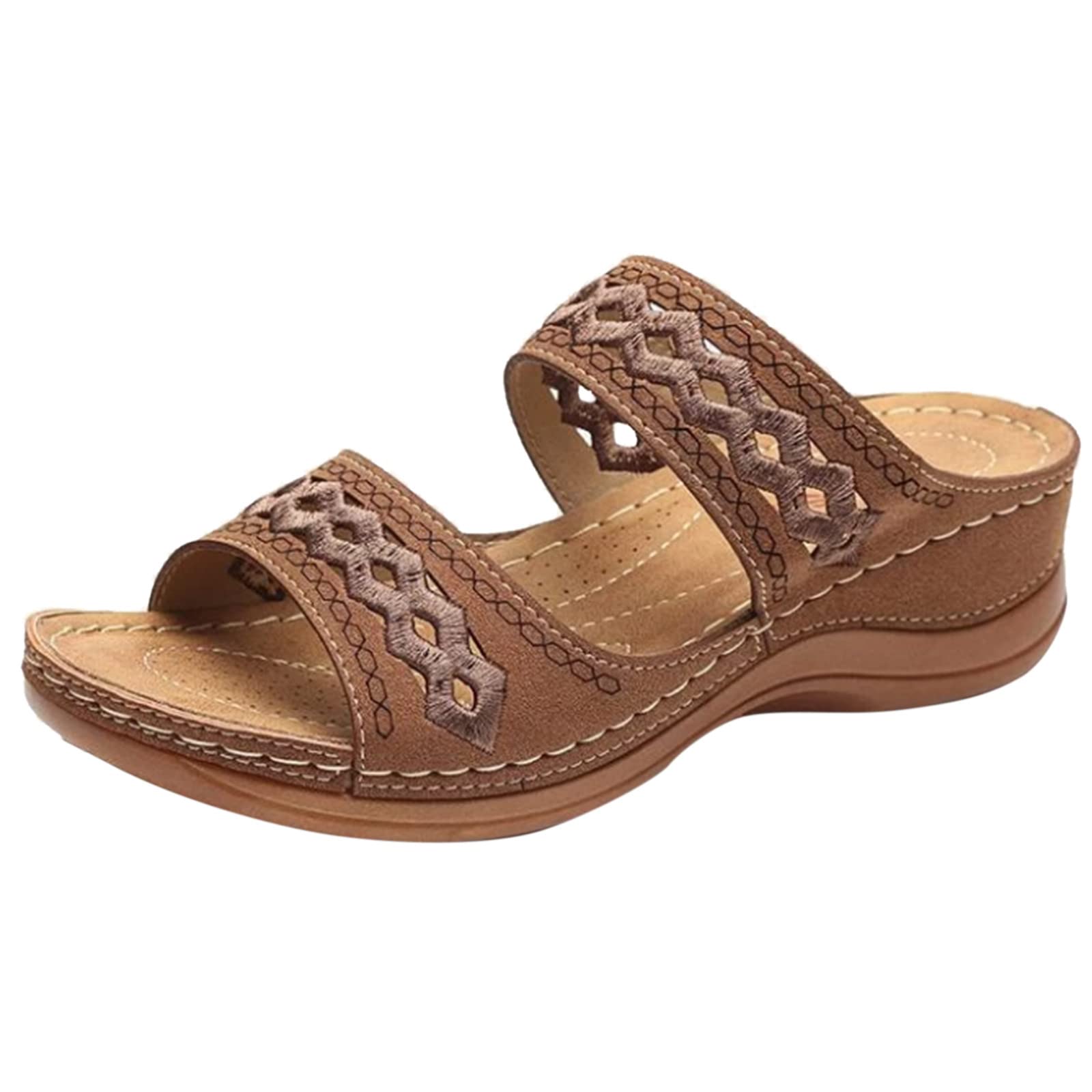 Women's Fashion Wedge Heel Sandals - Slip-On Sliders with Adjustable Straps for Summer | Perfect for Beach, Pool, and Casual Outings