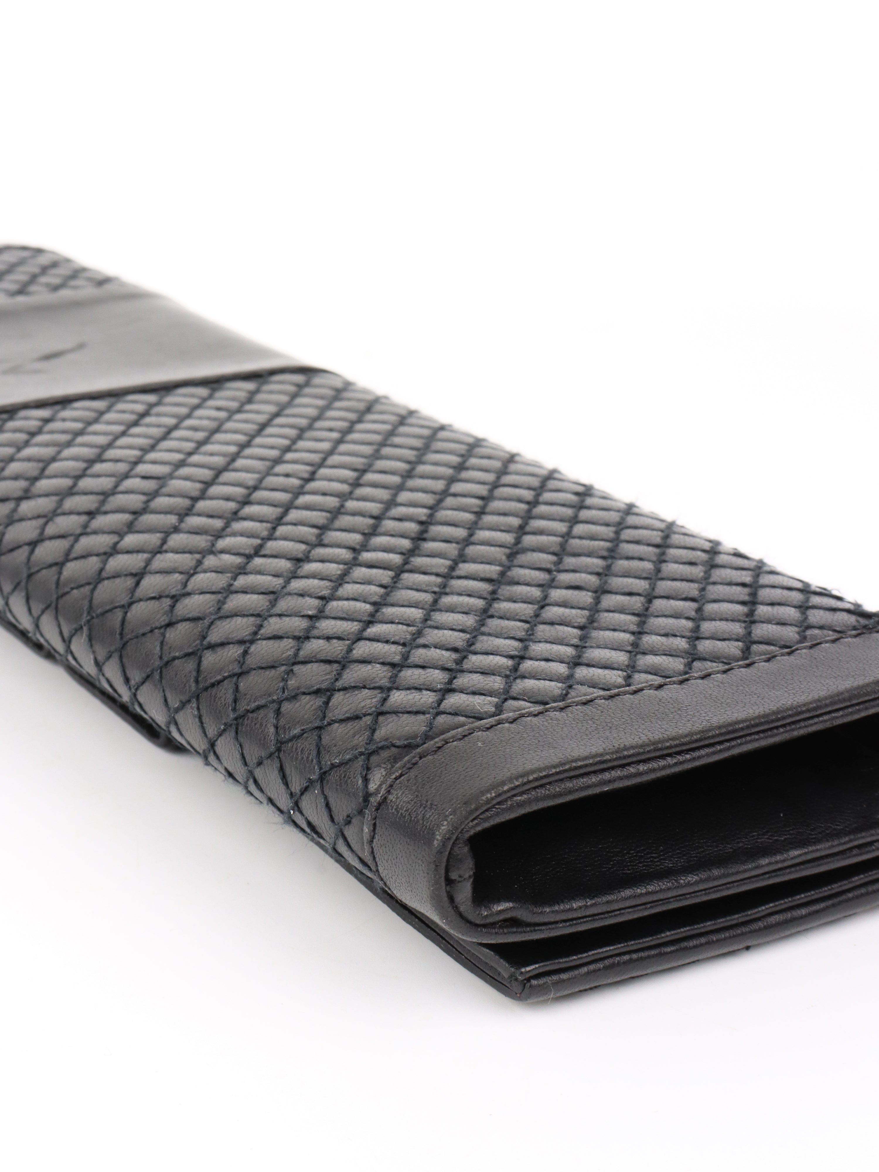 Versace Black Leather Slim Clutch Purse for Women - Elegant Evening Bag for Parties, Weddings & Special Occasions